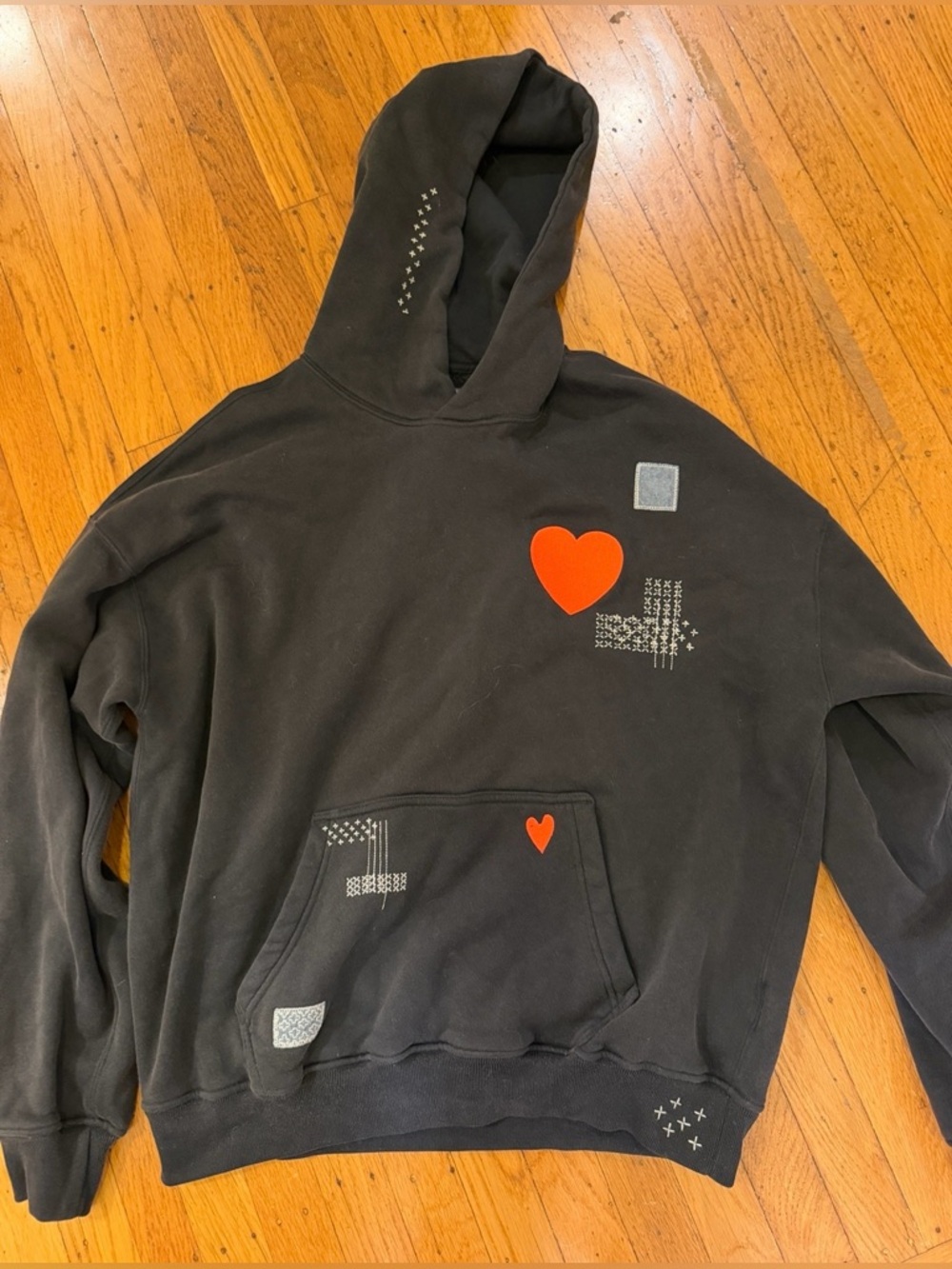 Abercrombie Unisex Hoodie with Red Heart & NYC Graphic